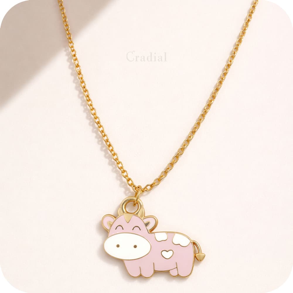 Pink Cow Necklace