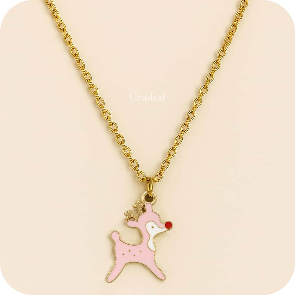 Pink Raindeer Necklace