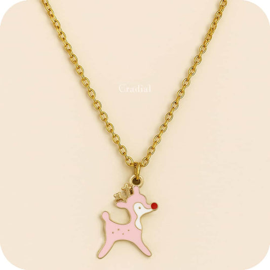 Pink Raindeer Necklace