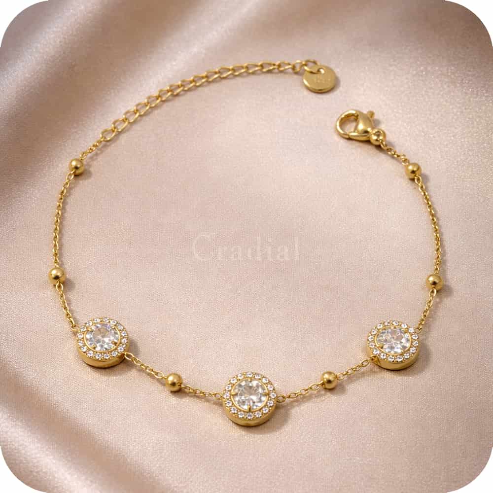 Tri Halo Gold Bracelet