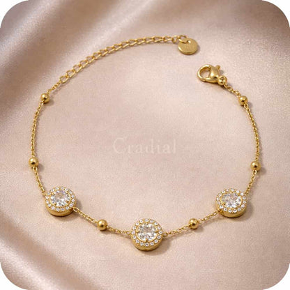 Tri Halo Gold Bracelet