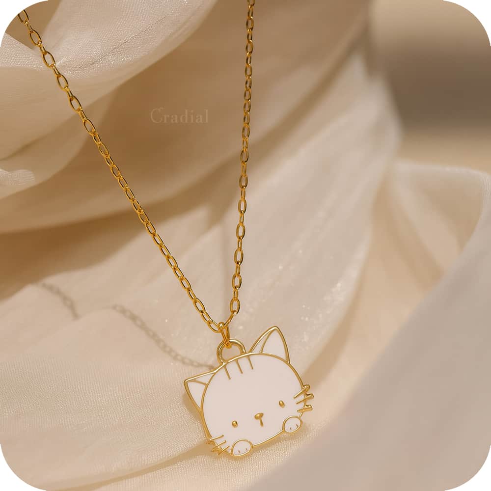 White Purr Cat Necklace