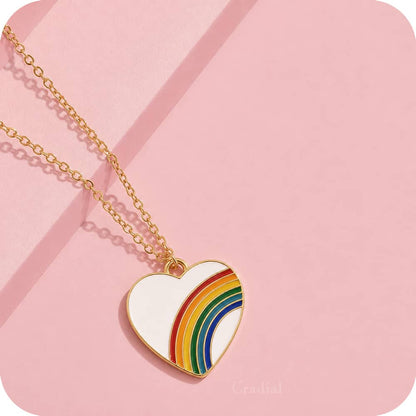 White Rainbow Heart Necklace