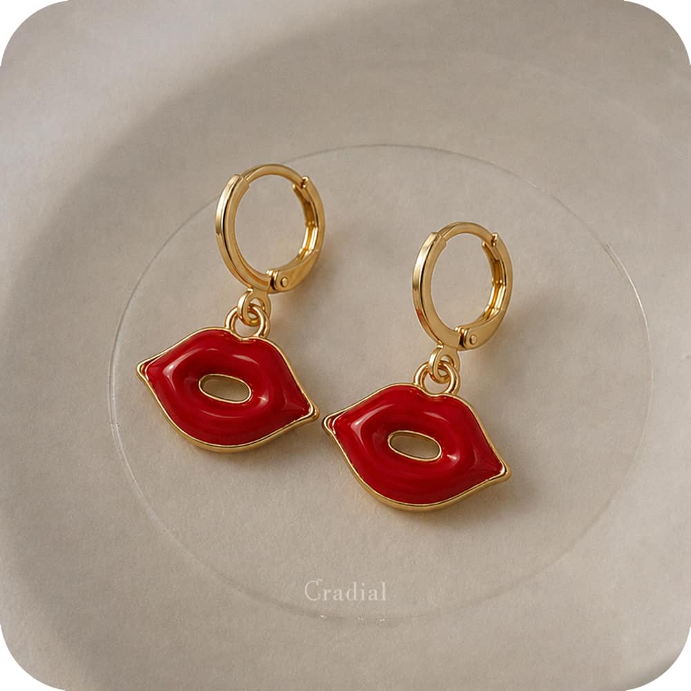Lips Red Earrings