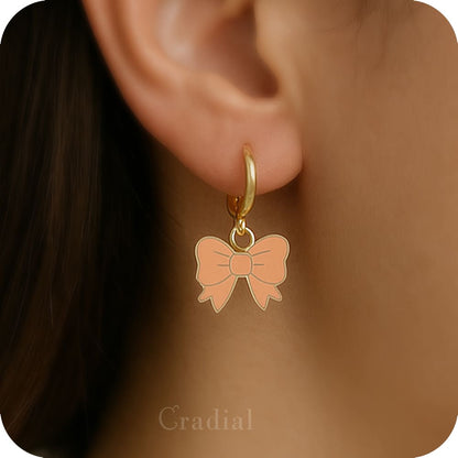 Peach Bow Earrings
