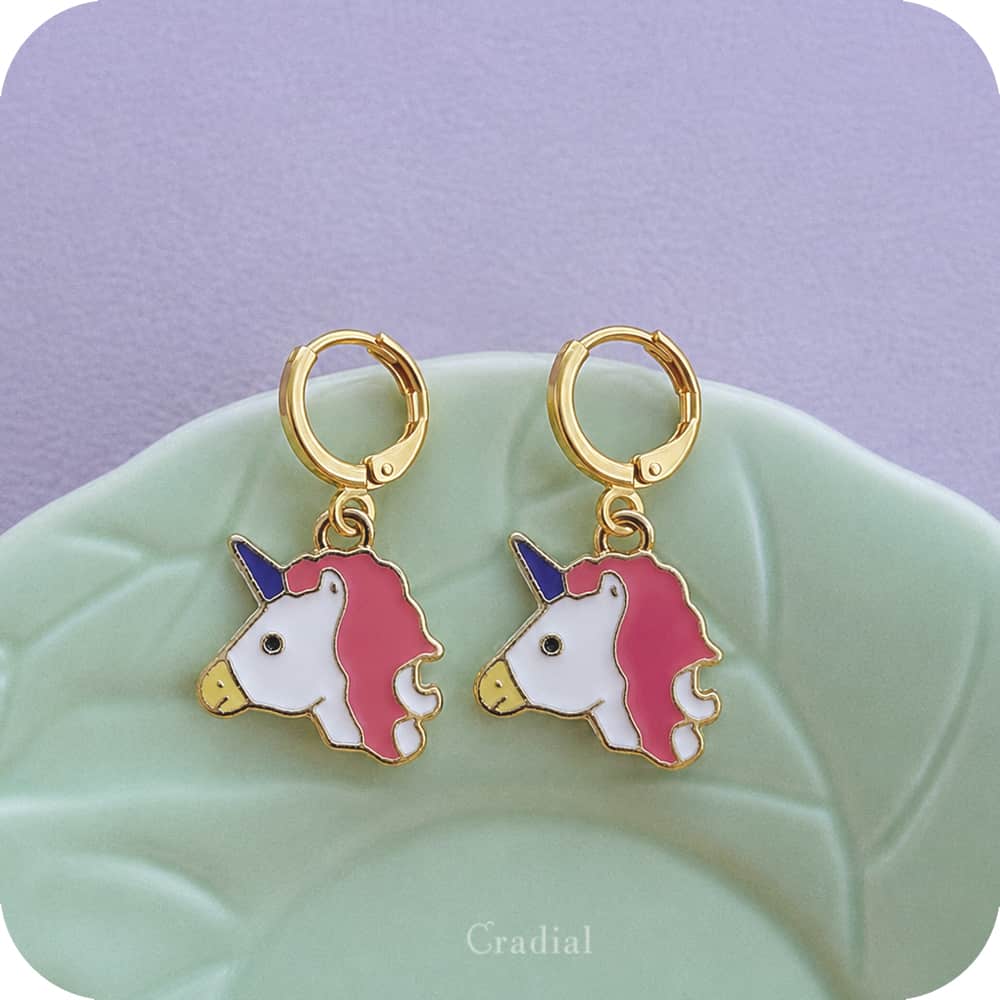 Peach Unicorn Earrings