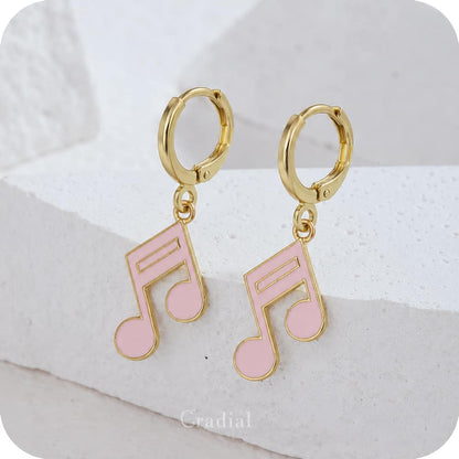 Pink Beam Note Earrings