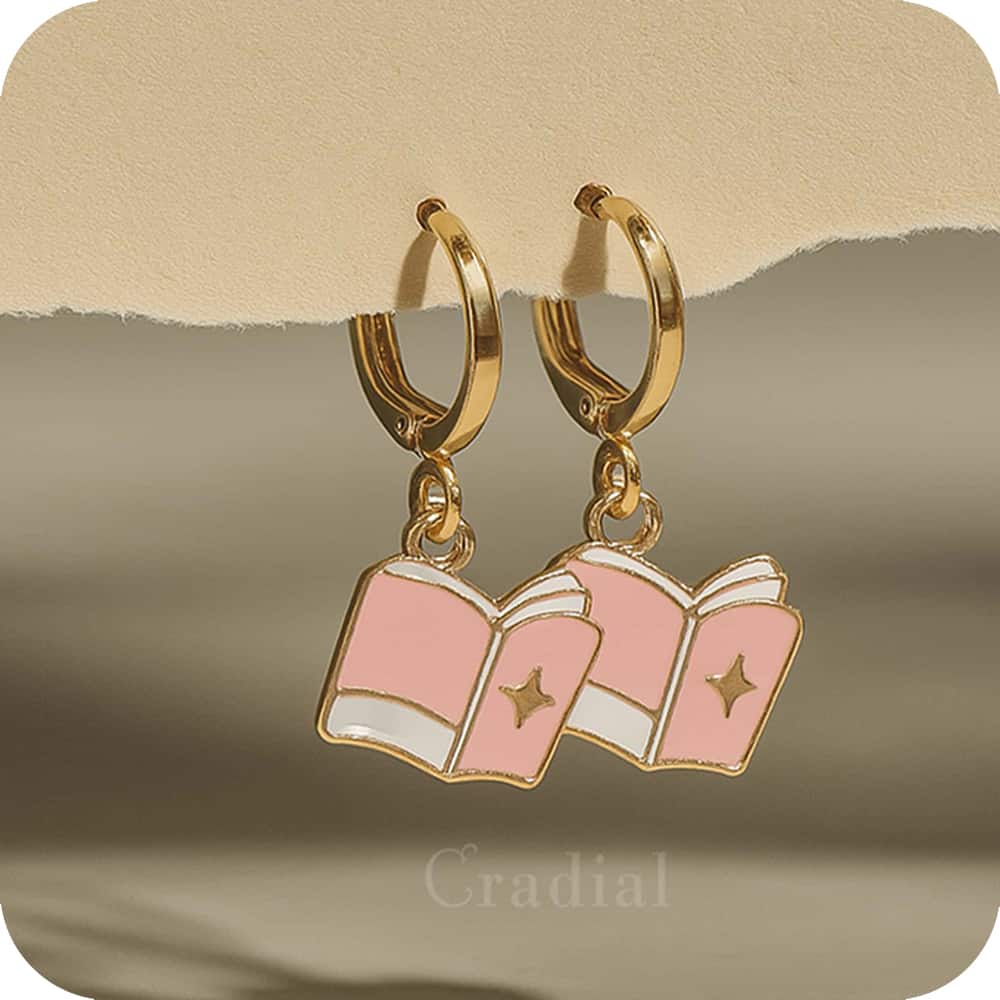 Pink Book Earrings