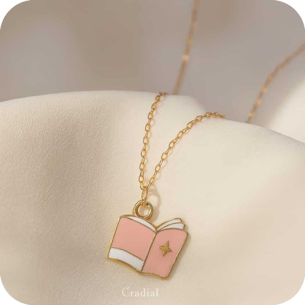 Pink Book Necklace