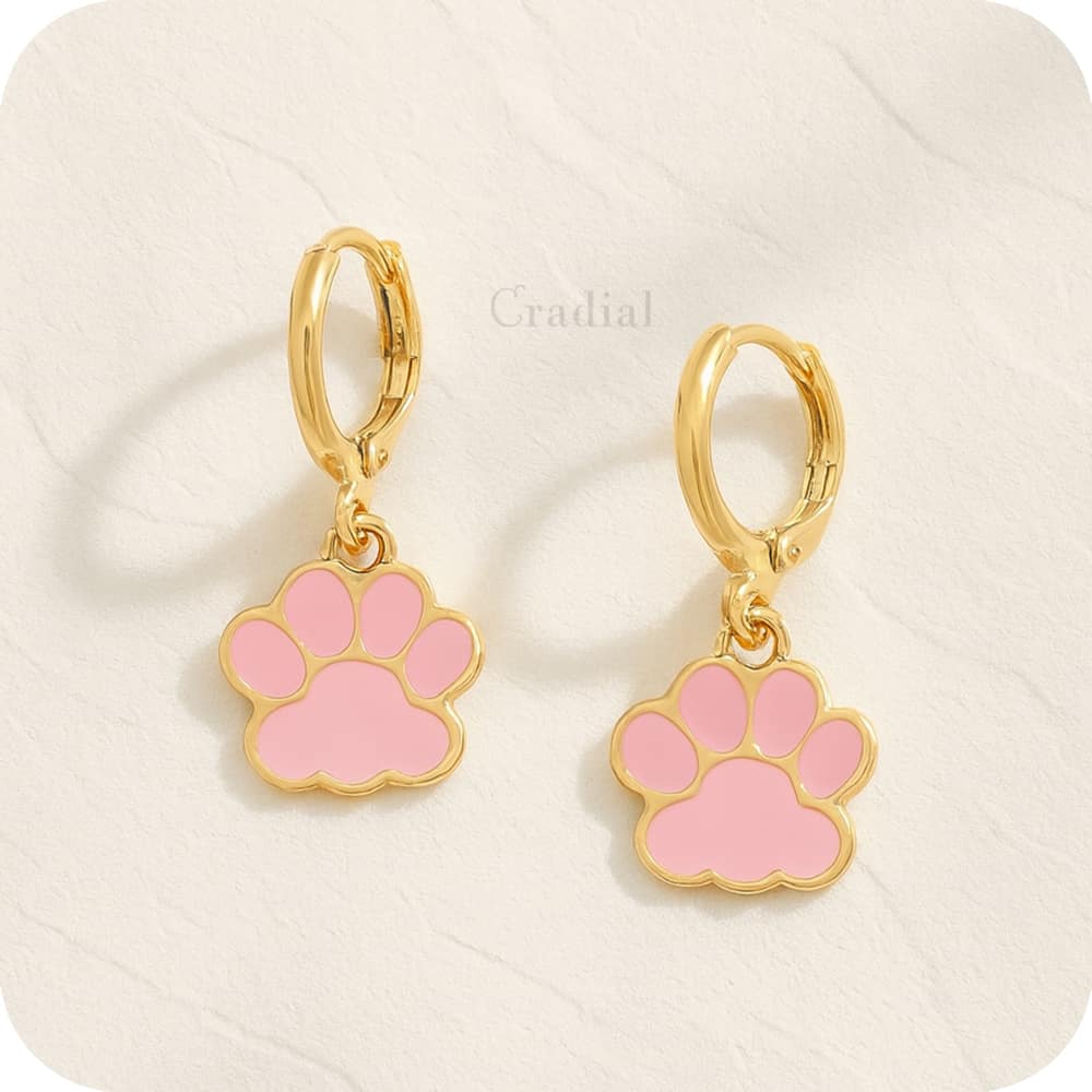 Pink Paw Earrings