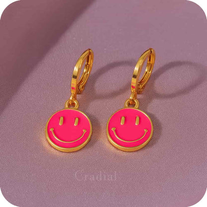 Pink Smiley Earrings