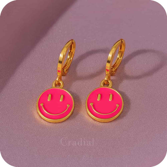 Pink Smiley Earrings
