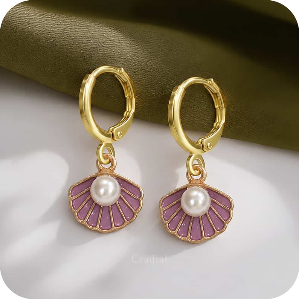 Purple Shell Earrings