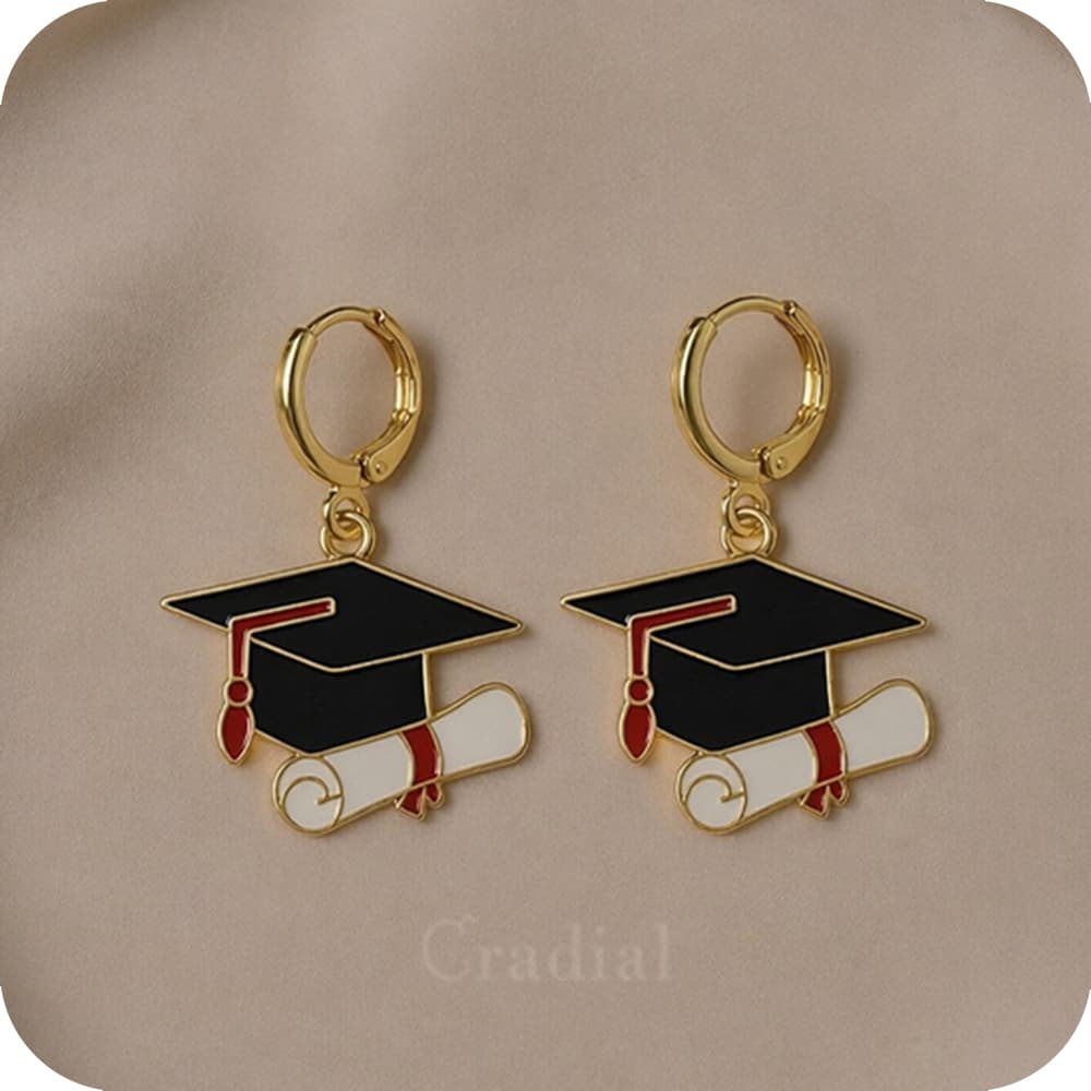 Red Grad Cap Earrings