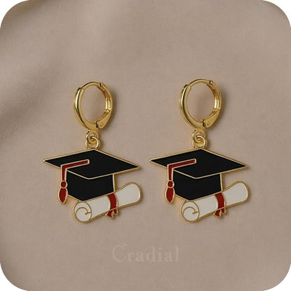 Red Grad Cap Earrings