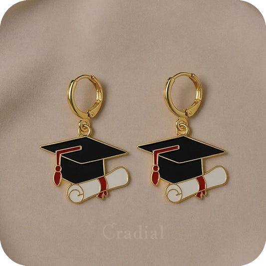 Red Grad Cap Earrings
