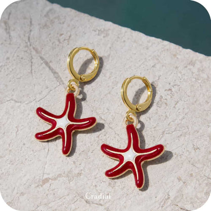 Red Star Fish Earrings