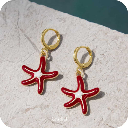 Red Star Fish Earrings