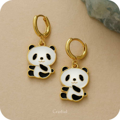 Round Panda Earrings