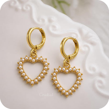 Small Pearl Heart Earrings