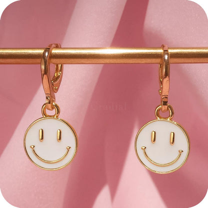 White Smiley Earrings