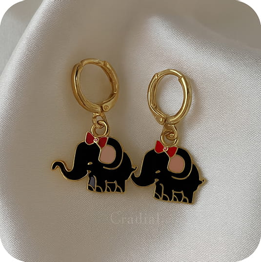 Black Elephant Earrings