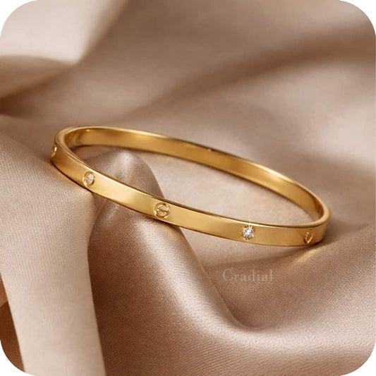 Thin Bolt Gold Bangle