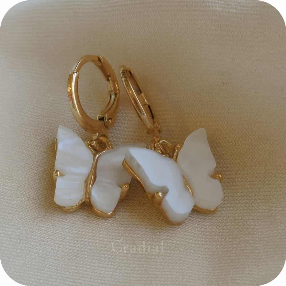 White Butterfly Earrings