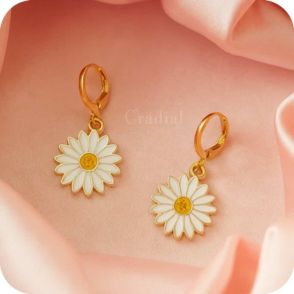 White Daisy Earrings