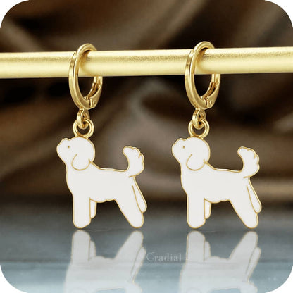 White Dog Earrings