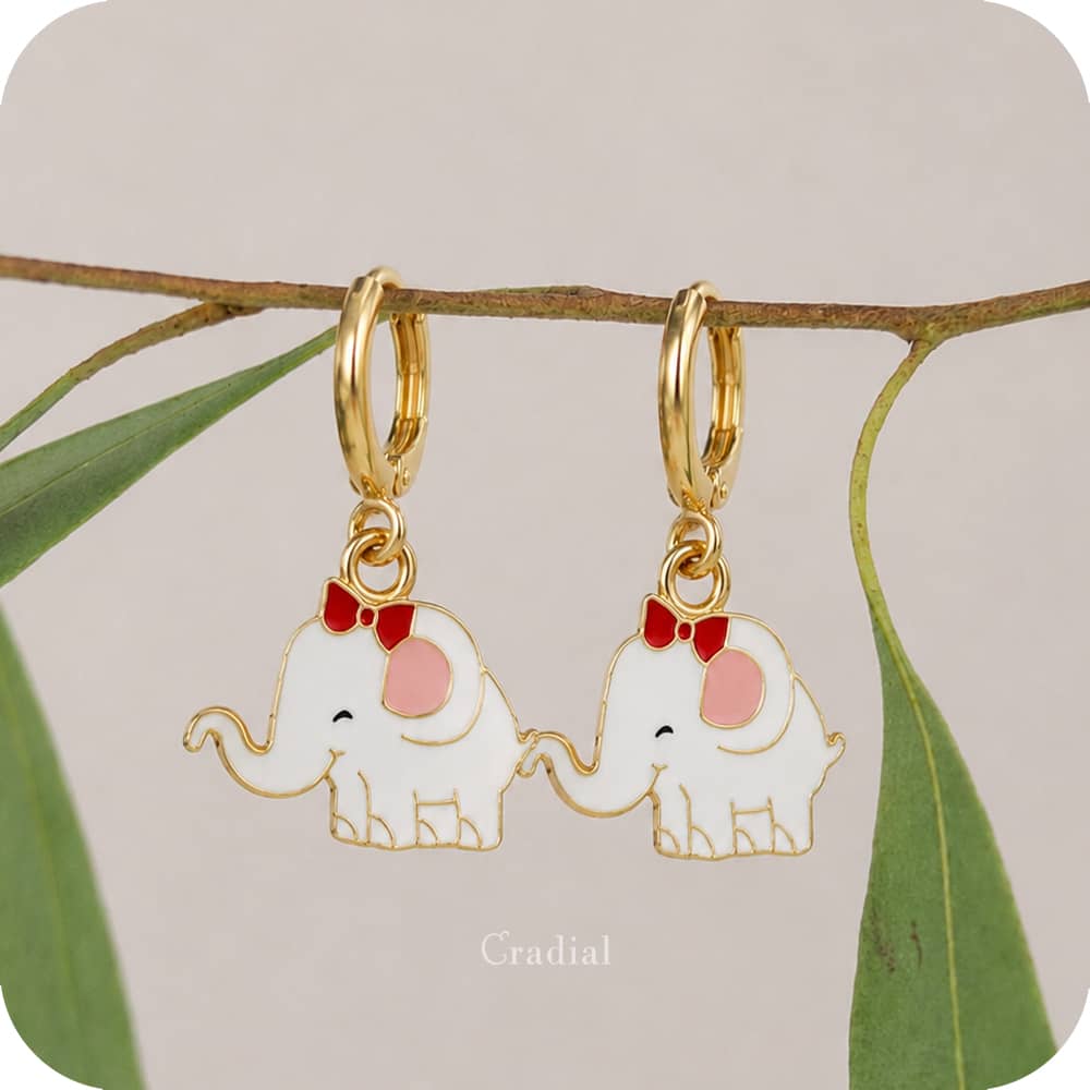 White Elephant Earrings