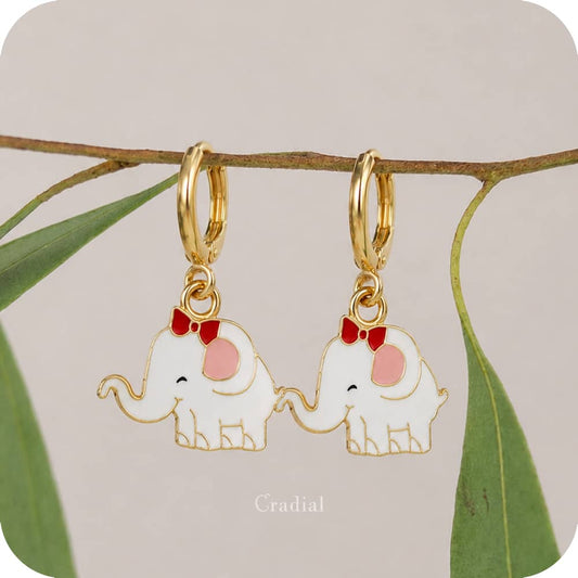 White Elephant Earrings