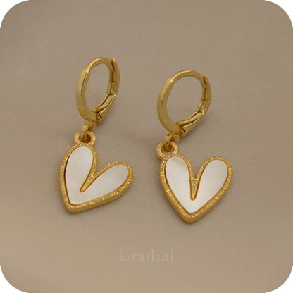 White Heart Earrings