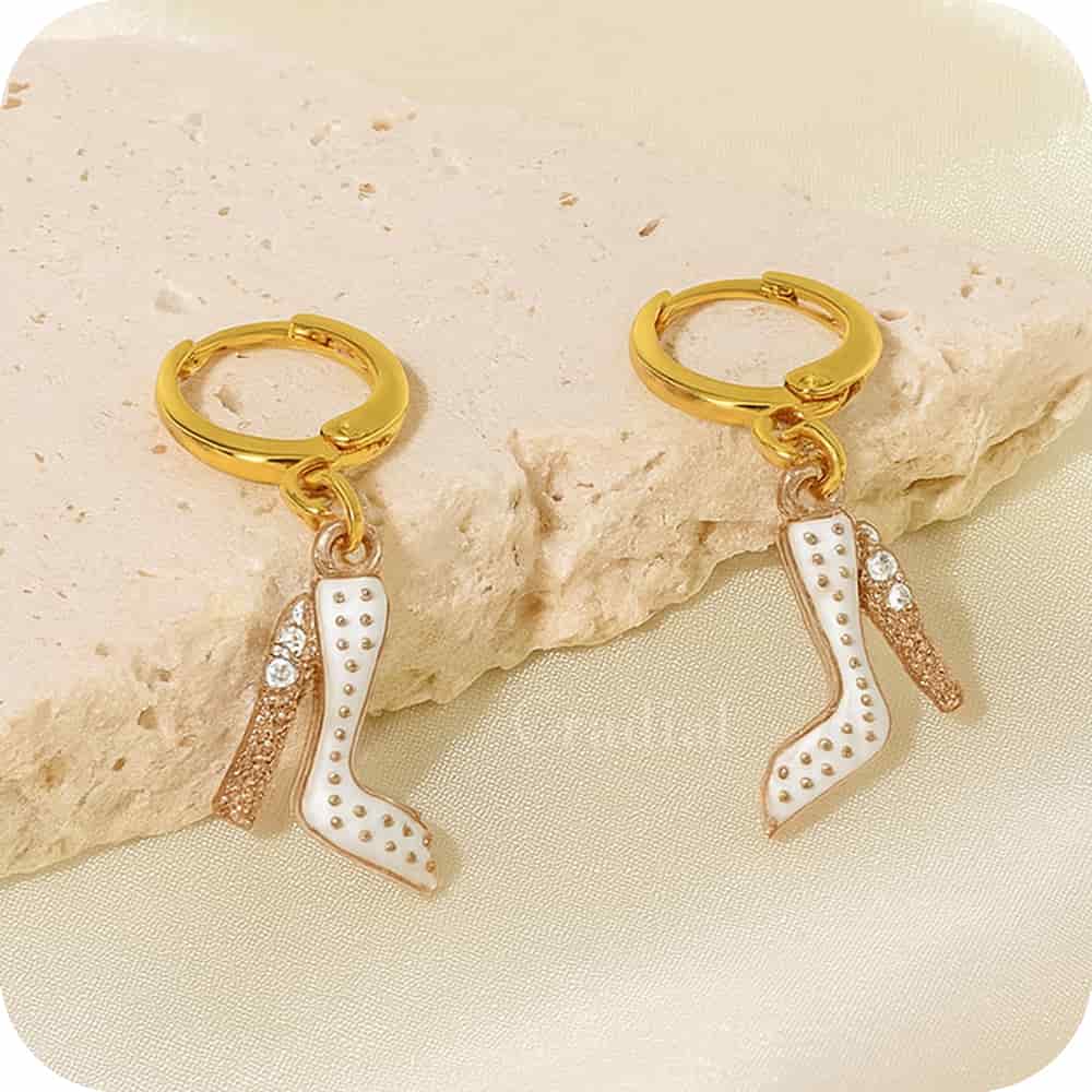 White Heel Earrings