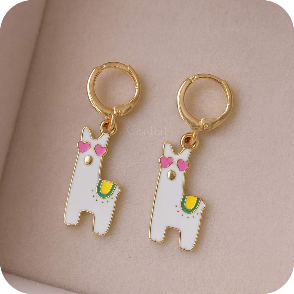 White Llama Earrings