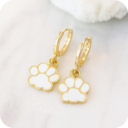 White Paw Earrings