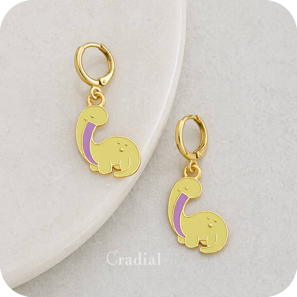 Yellow Dino Earrings