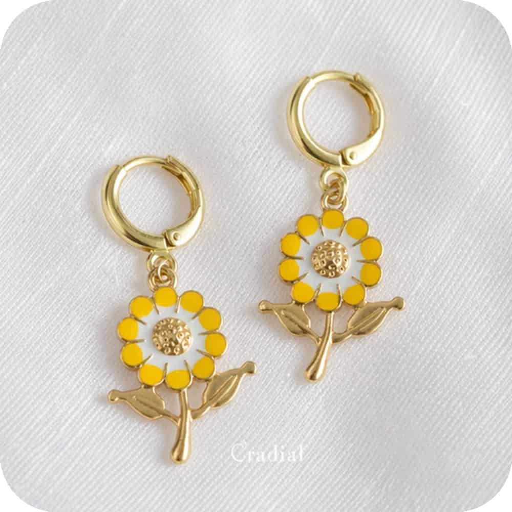 Yellow Flower Big Earrings