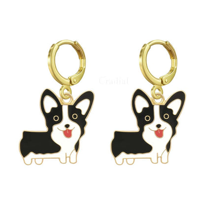 Black And White Dog Earrings