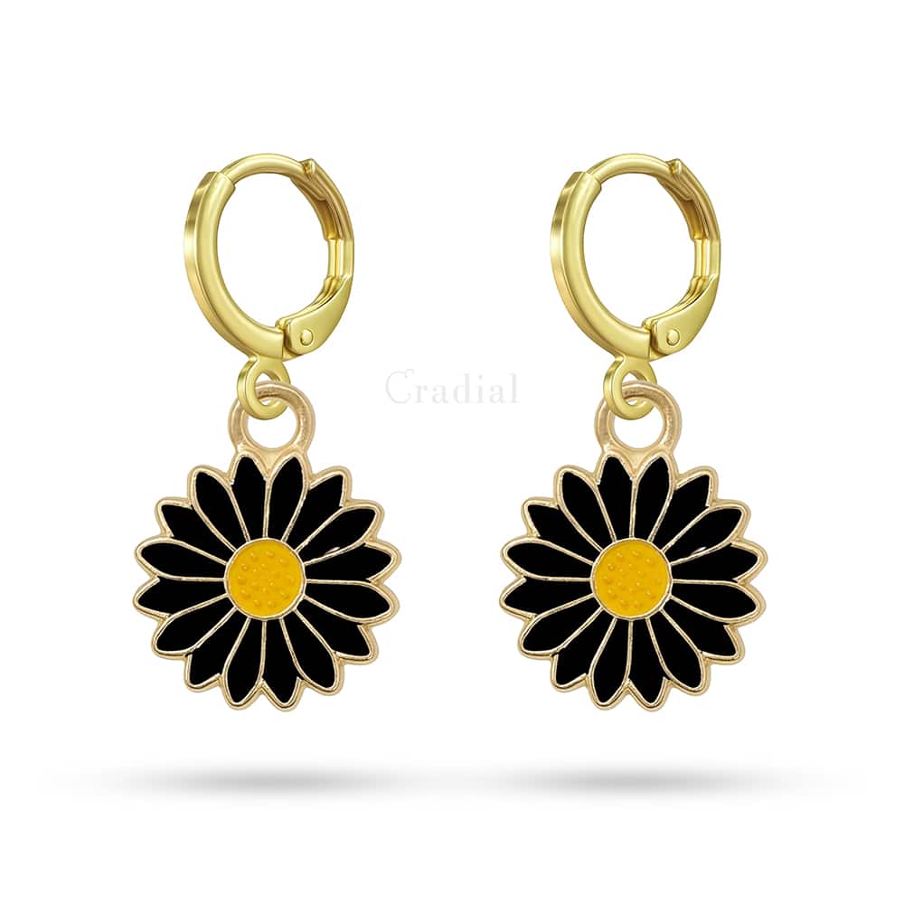 Black Daisy Earrings