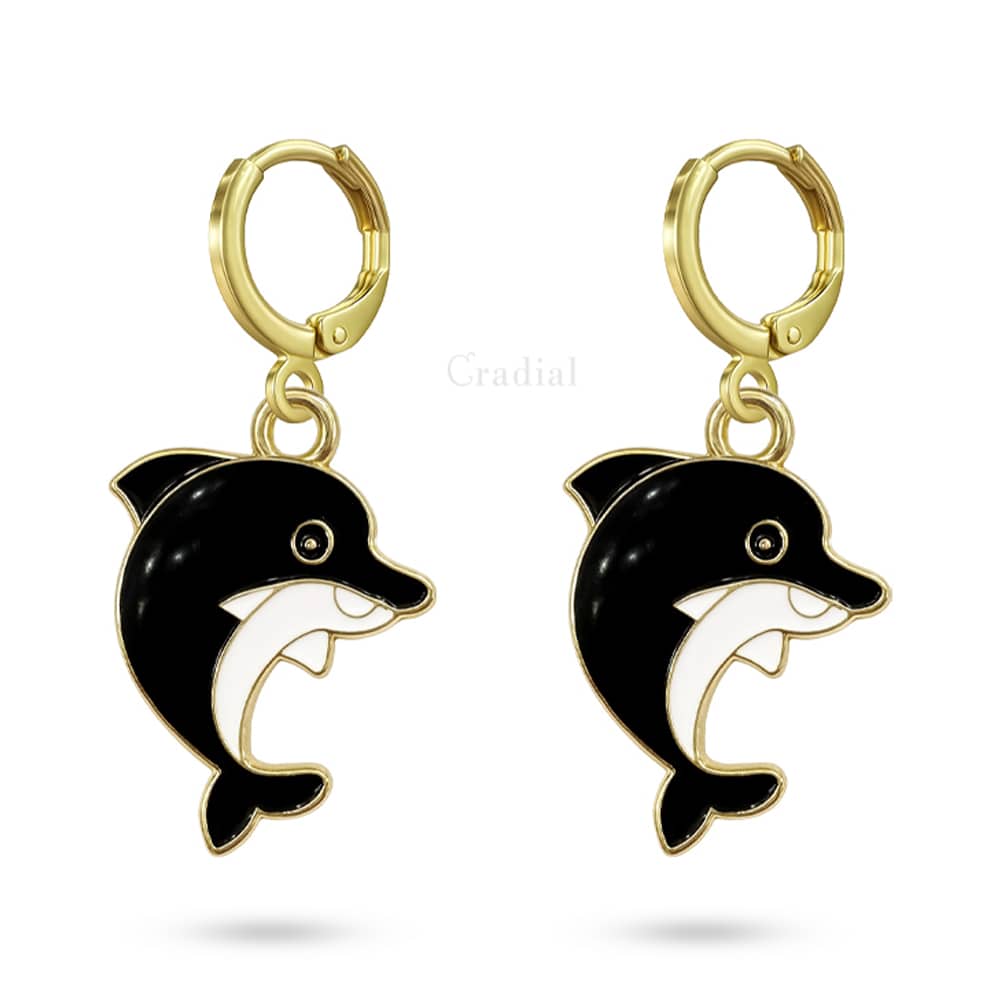 Black Dolphin Earrings