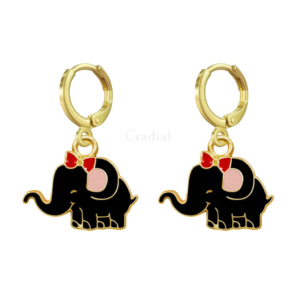 Black Elephant Earrings
