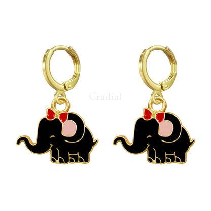 Black Elephant Earrings