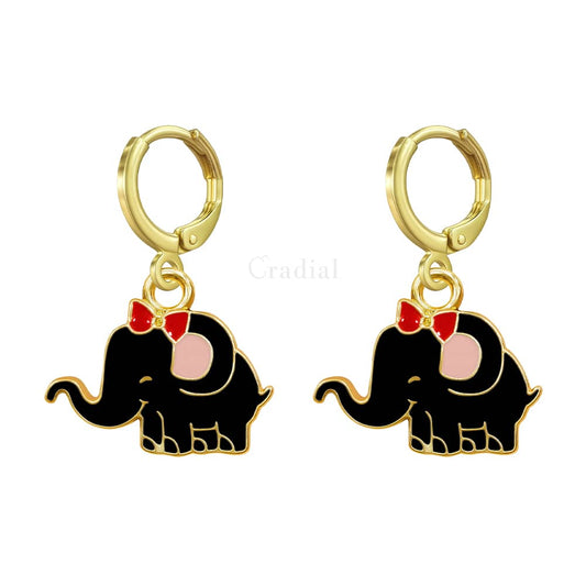 Black Elephant Earrings