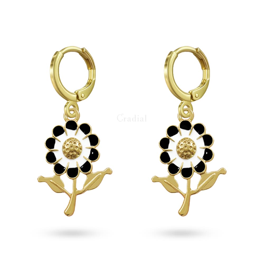 Black Flower Big Earrings
