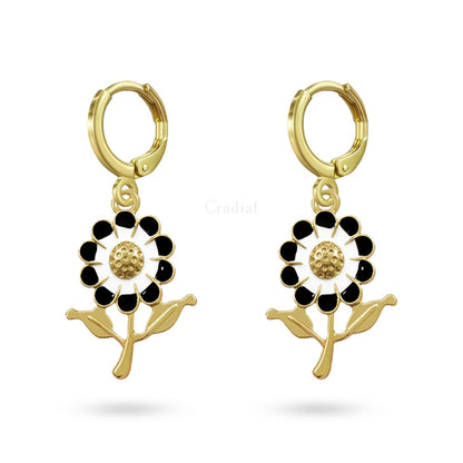 Black Flower Big Earrings