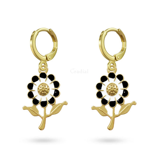 Black Flower Big Earrings
