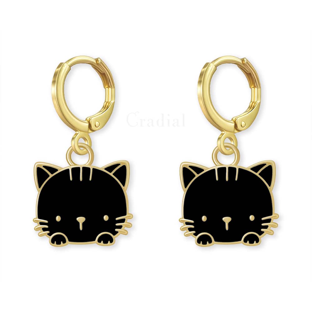 Black Purr Cat Earrings