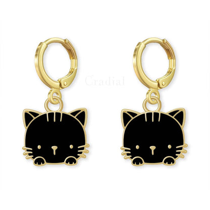 Black Purr Cat Earrings
