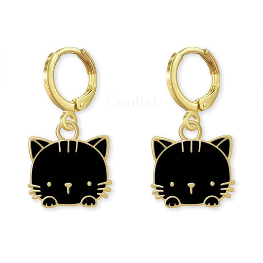 Black Purr Cat Earrings